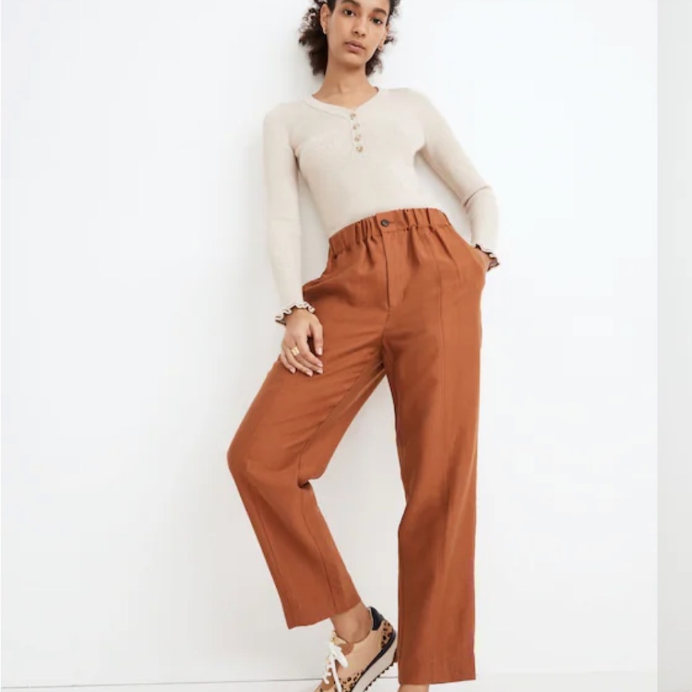 Madewell Burnt clay Tapered Huston Pull-On Crop Pants small